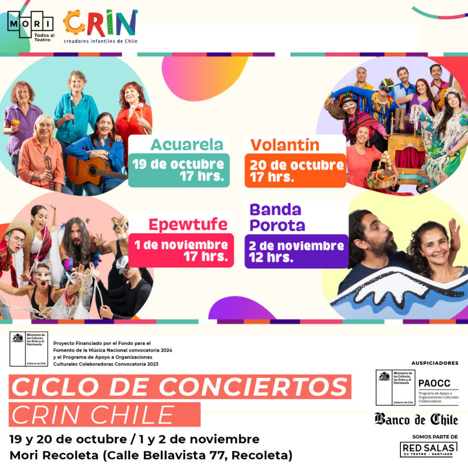 CRIN Chile presenta un nuevo ciclo de música infantil en la Sala Mori Recoleta