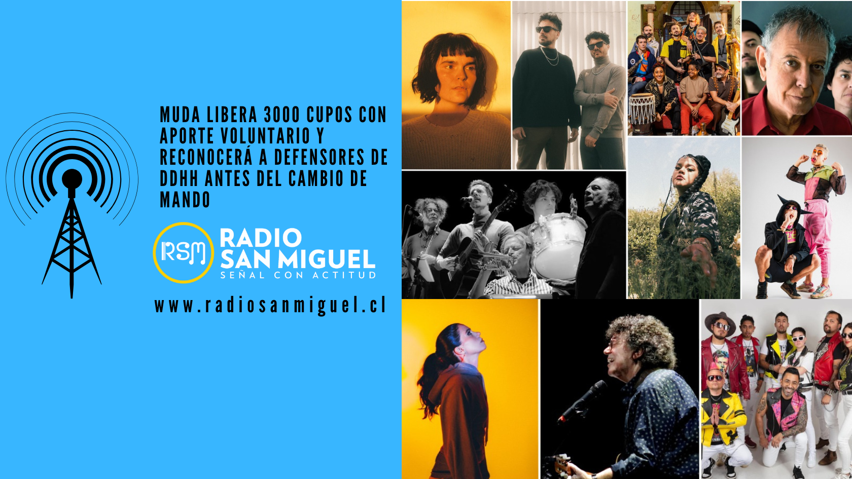 MUDA -Festival de la Memoría – libera 3000 cupos con aporte voluntario y reconocerá a defensores de DDHH antes del cambio de mando.