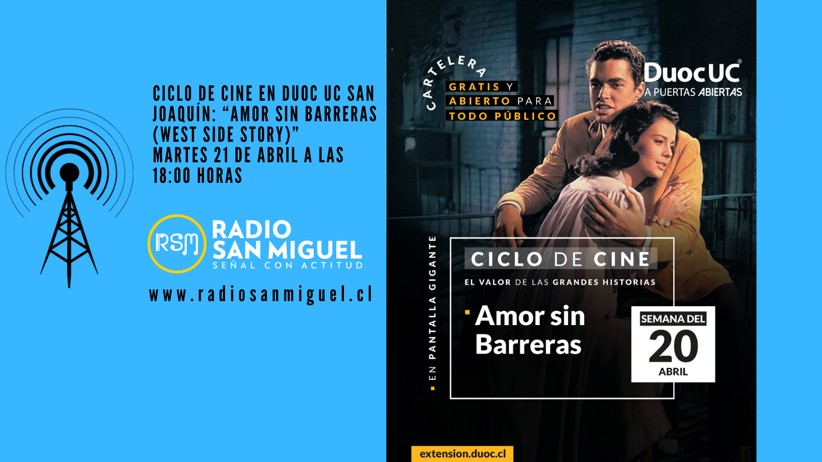Ciclo de cine en Duoc UC San Joaquín: “Amor sin barreras (West Side Story)”
