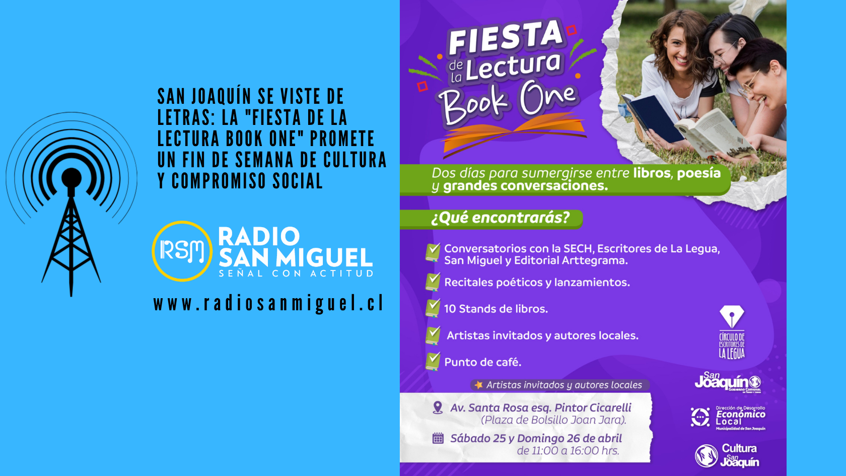 San Joaquín se viste de letras: La “Fiesta de la Lectura Book One” promete un fin de semana de cultura y compromiso social