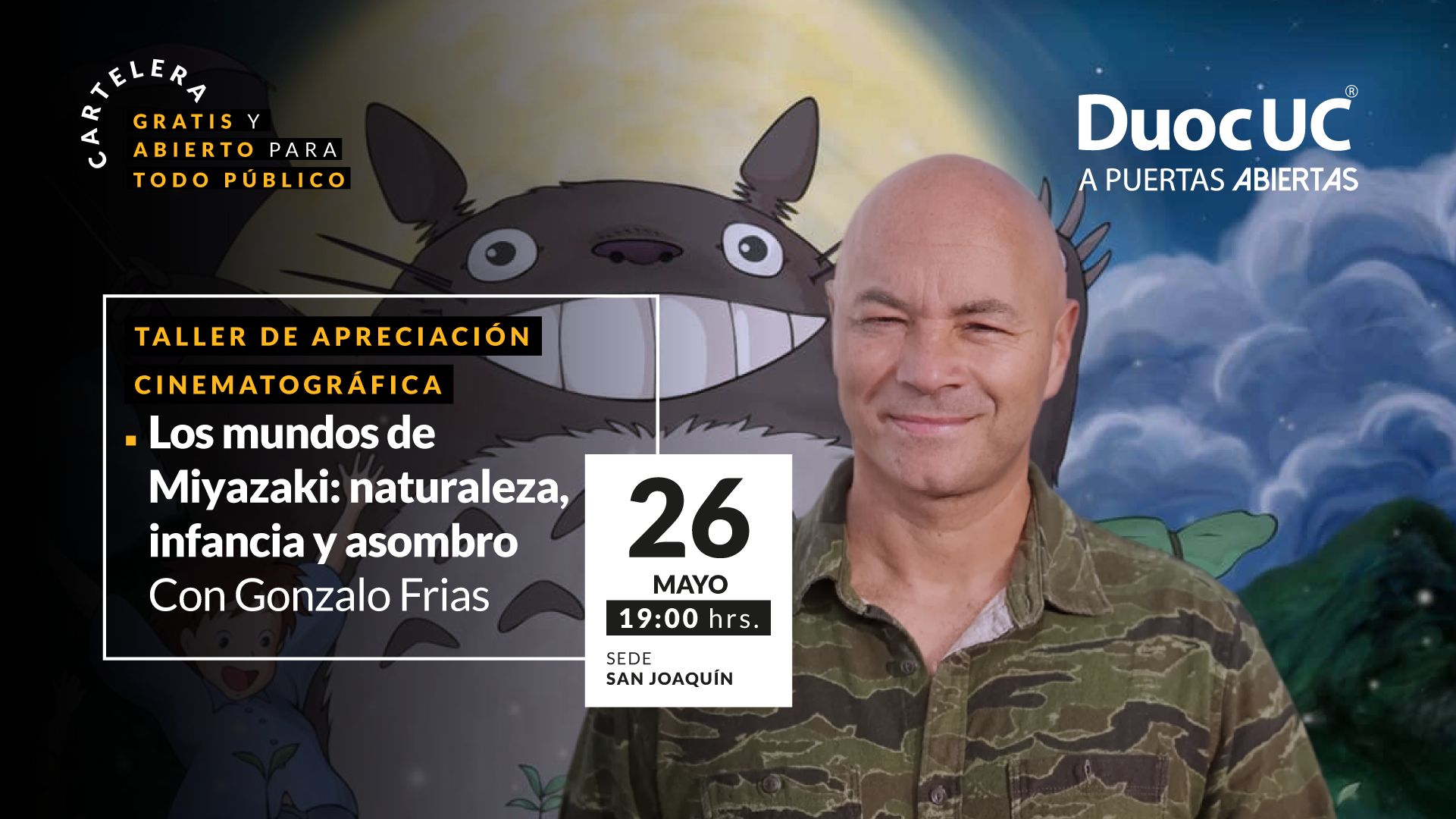 Taller de Apreciación Cinematográfica en Duoc UC San Joaquín: “Los mundos de Miyazaki: naturaleza, infancia y asombro”